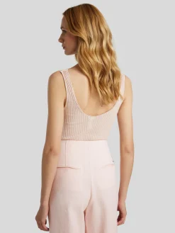 Top mit Rippen und Spitze