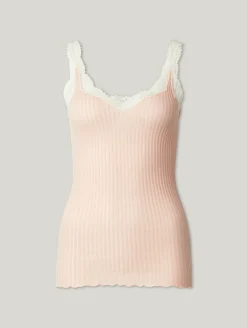 Top mit Rippen und Spitze