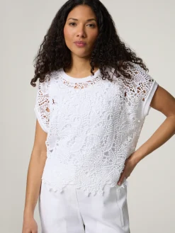 T-Shirt mit Lochstickerei