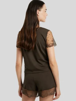 T-Shirt mit Spitzen Kurzarm