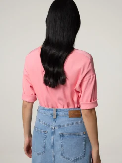 Weite Bluse aus Materialmix