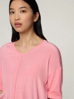 Weite Bluse aus Materialmix